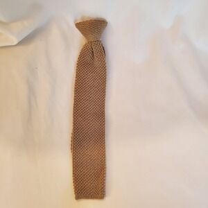 Mark Jason Mens Clip‎ On Knit Tie Tan Durene Cotton Blend Textured vintage